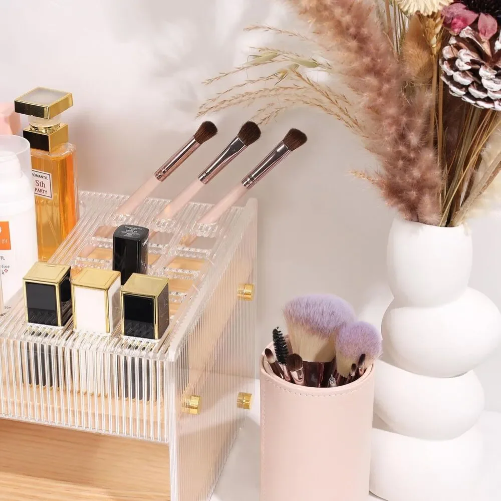 Makeup Organizer with Brush Holder for Vanity